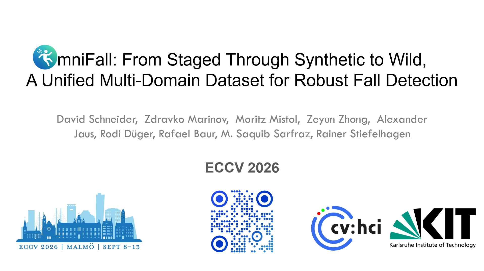 Poster frame of the OmniFall ECCV 2026 presentation